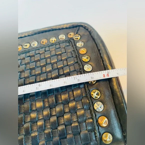 Plantania Genuine Italian Leather Basket Weave Black Wallet/ Wristlet - Picture 3 of 6